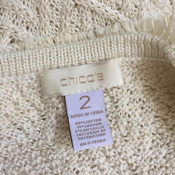 Chico’s cream & gold cardigan sweater - Picture 6 of 7